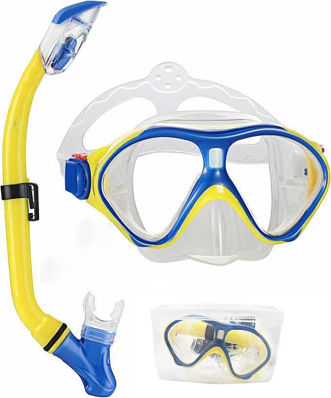 *管套装防漏青少年浮潜套餐潜水面罩软管,带硬储物盒水肺游泳护目镜